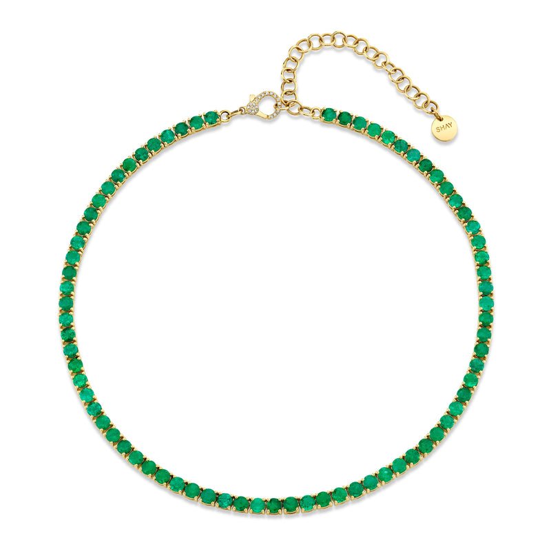 READY TO SHIP EMERALD ROUND TENNIS NECKLACE
