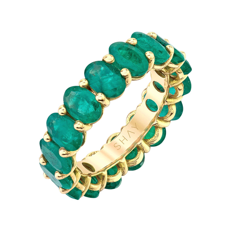READY TO SHIP EMERALD OVAL ETERNITY BAND – SHAY JEWELRY