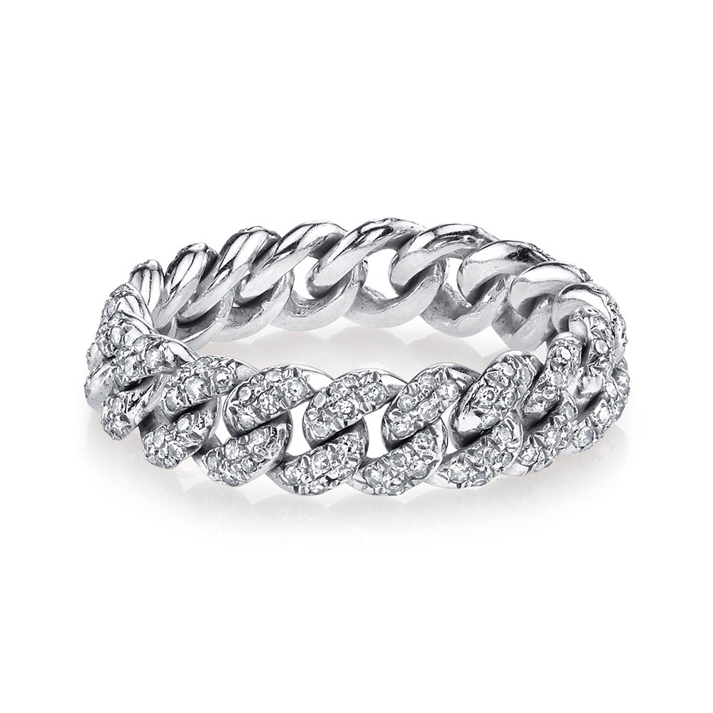 chain link ring with diamonds