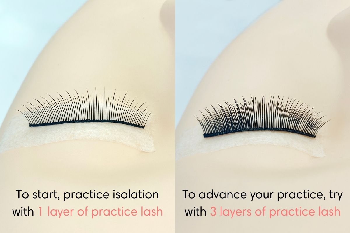 practice lash extension on mannequin