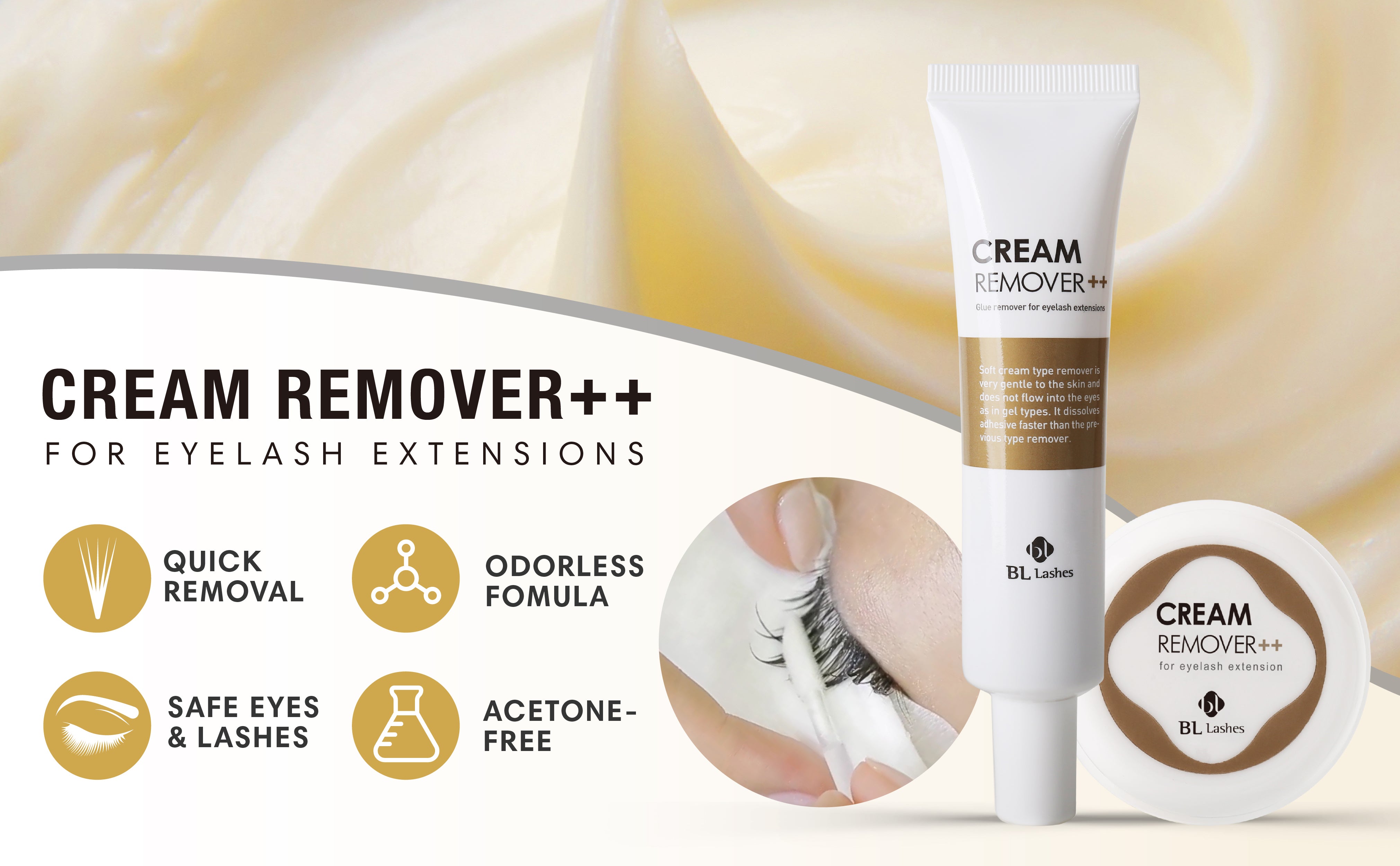 Cream remover for lash extensions