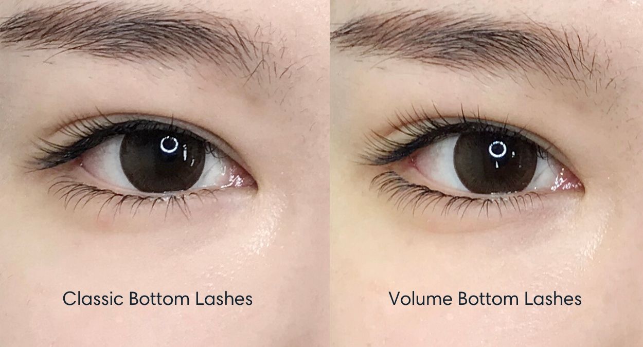 Classic vs Volume bottom lash extensions
