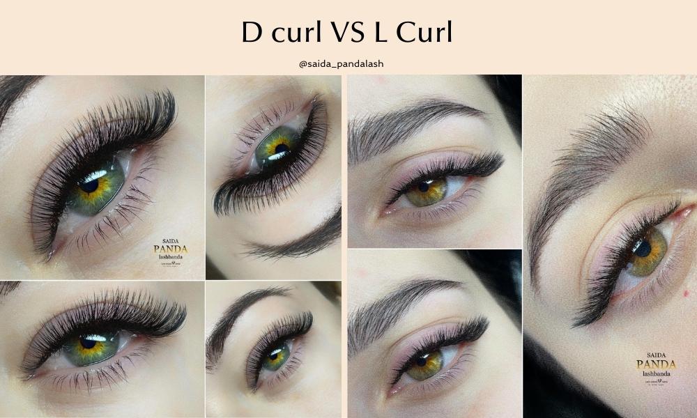 Eyelash extension L curl vs D curl