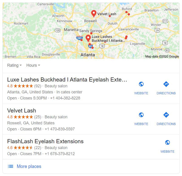 Lash salons in Georia - local seo for lash salons by blink bl lashes
