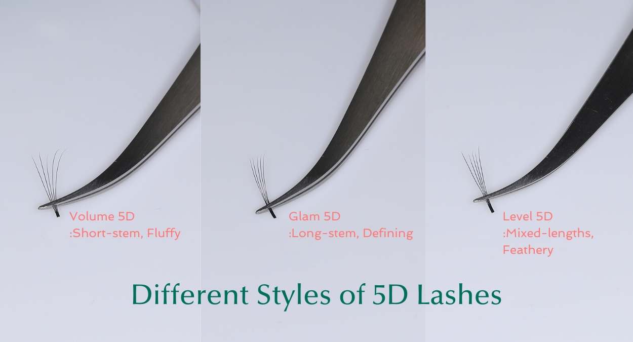 Different styles of 5D Premade lash fans by BL Blink Lashes - Eyelash extension supplies