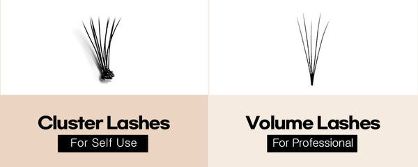 Cluster lashes vs Volume Lashes (shape of the fan)