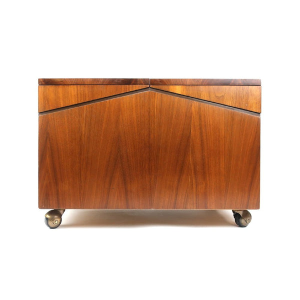 Lane Walnut Record Storage Chest Cabinet Tenon Design
