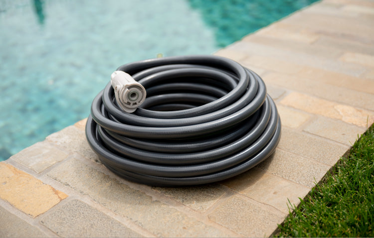 charcoal manual hose by pool