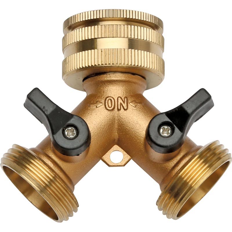 2 Way Brass Tap Adapter Fits Standard Taps, Stout Brass Design Hoselink