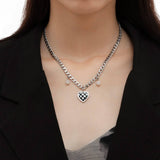 Minimalist Titanium Steel Heart Pendant Curb Chain Necklace - ArtGalleryZen