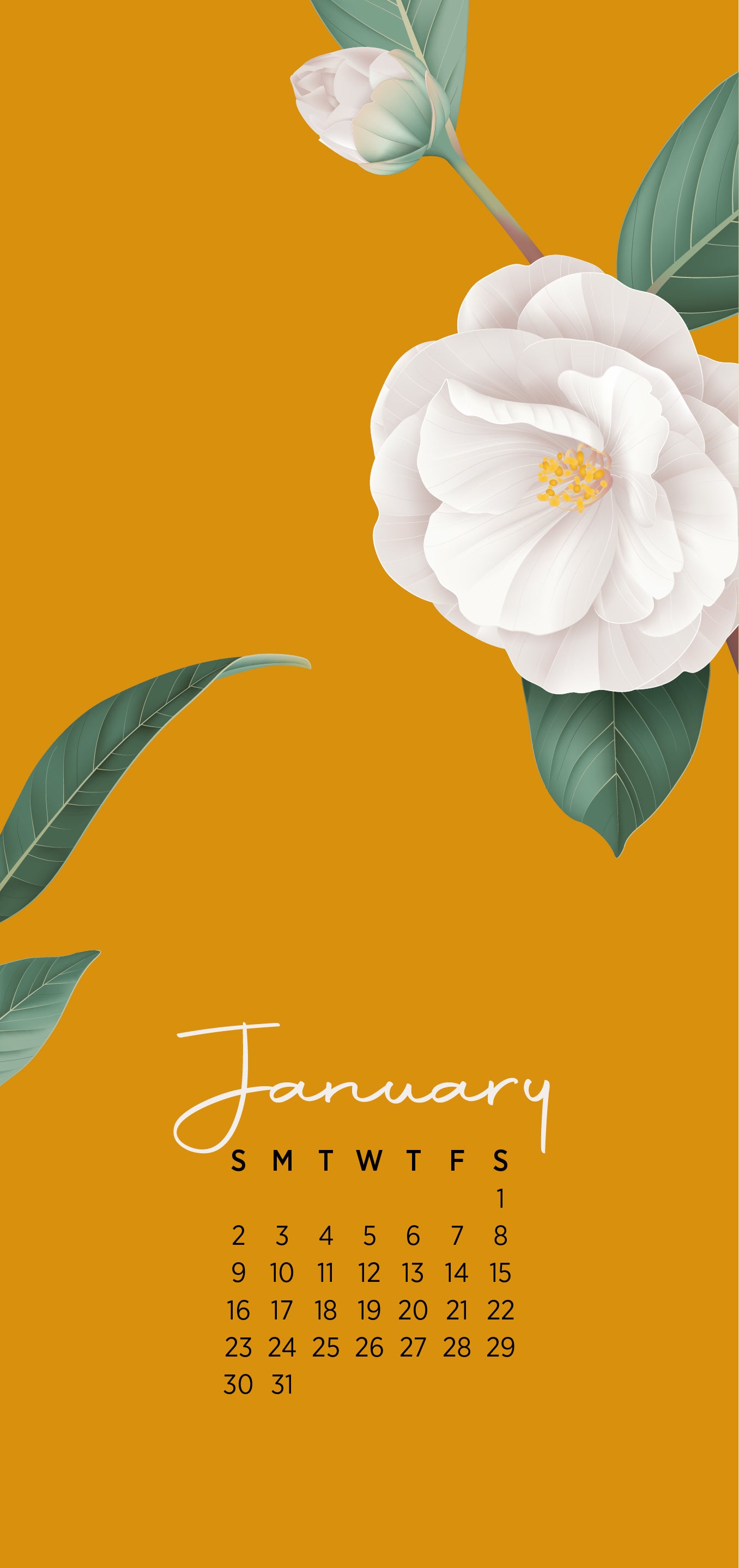 Calendar January 2022 - Yellow