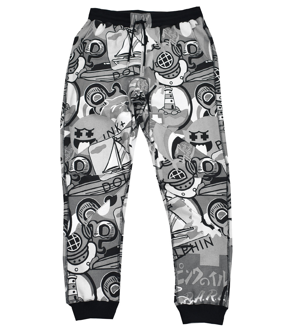 Pink Dolphin Timeless Printed Jogger Pants Grey