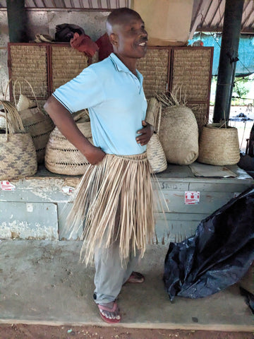 Basket weaver at FEIMA market Maputo Mocambique