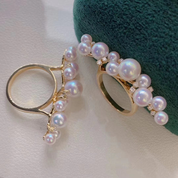 Diamond and Janpanese akoya saltwater pearl ring – ANNIE CASE FINE JEWELRY