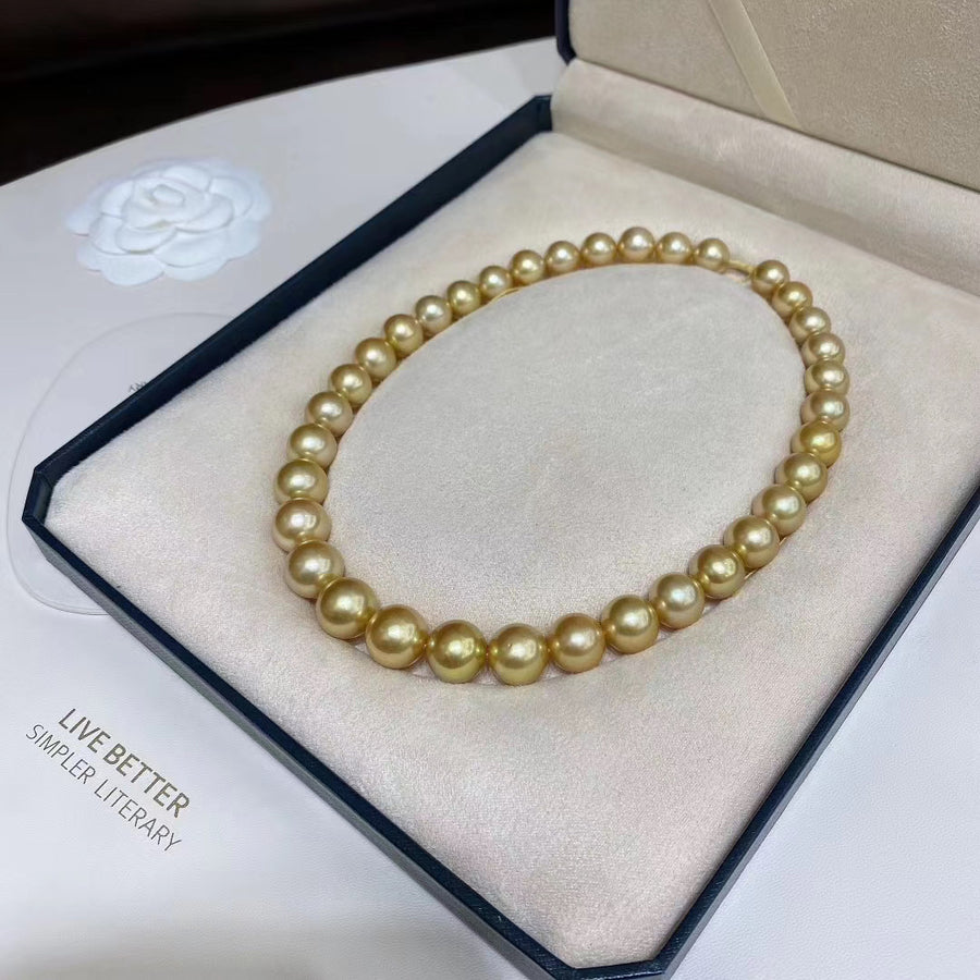 11-14mm Intense Golden south sea pearl Necklace – ANNIE CASE FINE JEWELRY