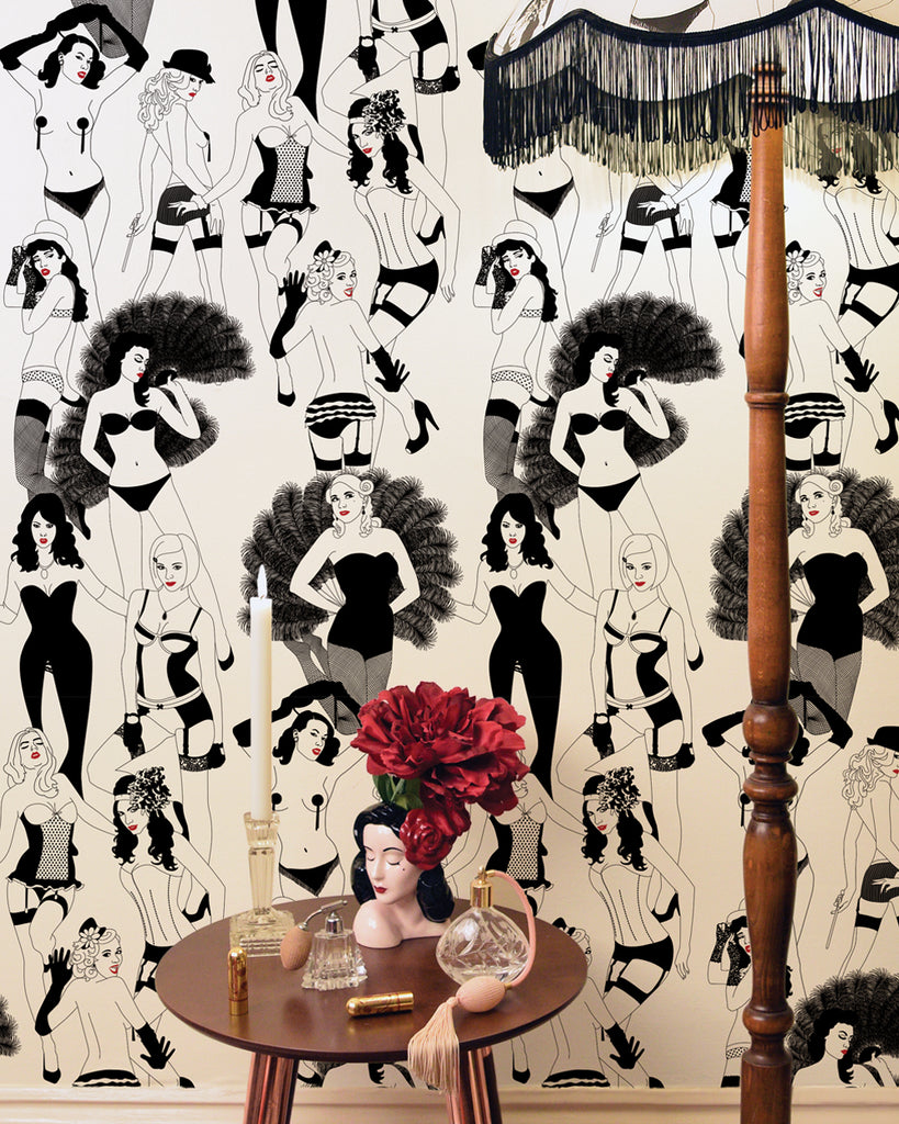 Burlesque Limited Edition Wallpaper with Red Lips by Dupenny