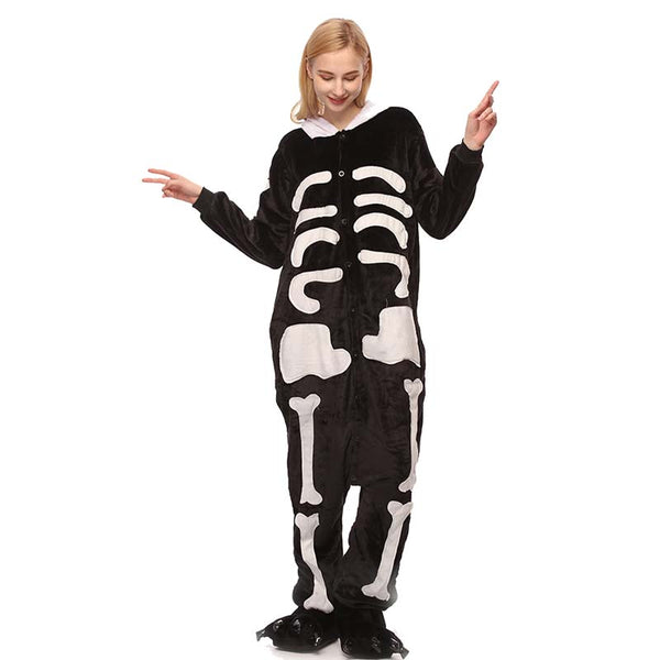 Adult Unisex Kigurumi Animal Onesies Skeleton Hoodie Pajamas Costume ...