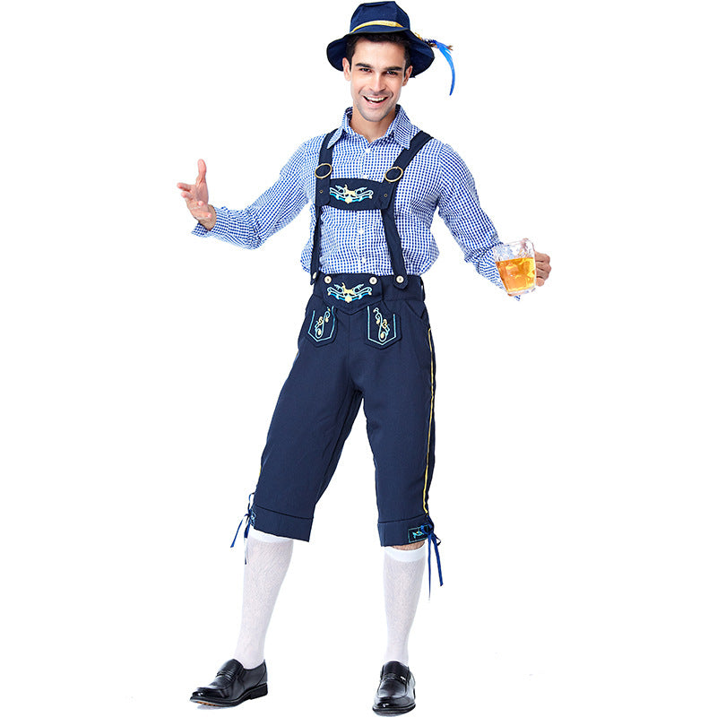 Men's Bavarian Oktoberfest Lederhosen Guy Costume Shorts and Top ...