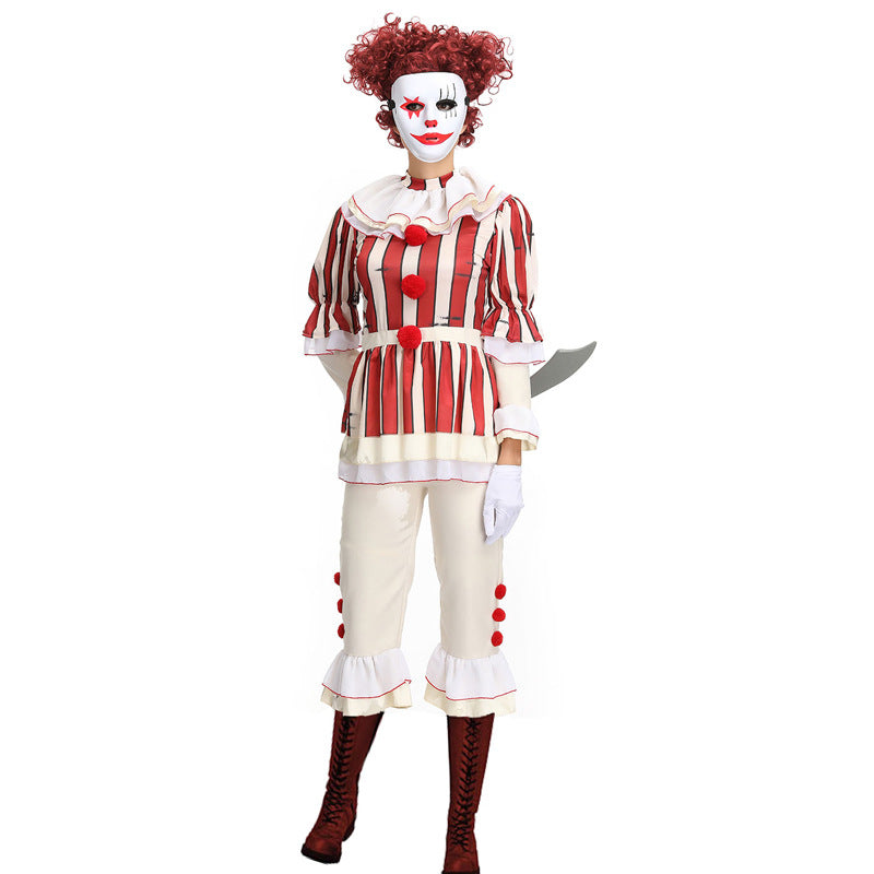 Red Women Clown Cosplay Costume Suit For Halloween Party Performance ...