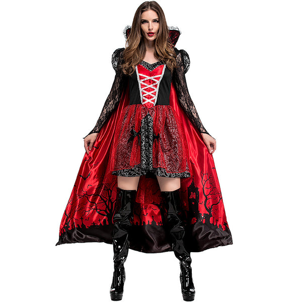 Women Gothic Vampire Countess Cosplay Costume Dress For Halloween Part ...