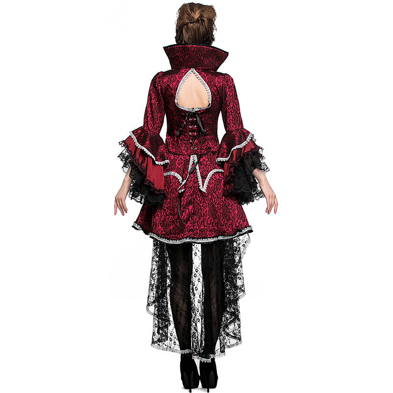 Women Red Vampire Countess Cosplay Costume Dress For Halloween Party P ...