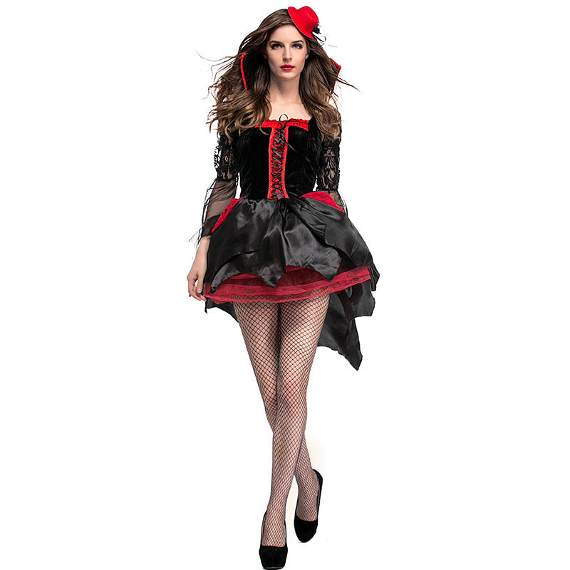 Women Sexy Vampire Classic Black Cosplay Costume Dress For Halloween P ...