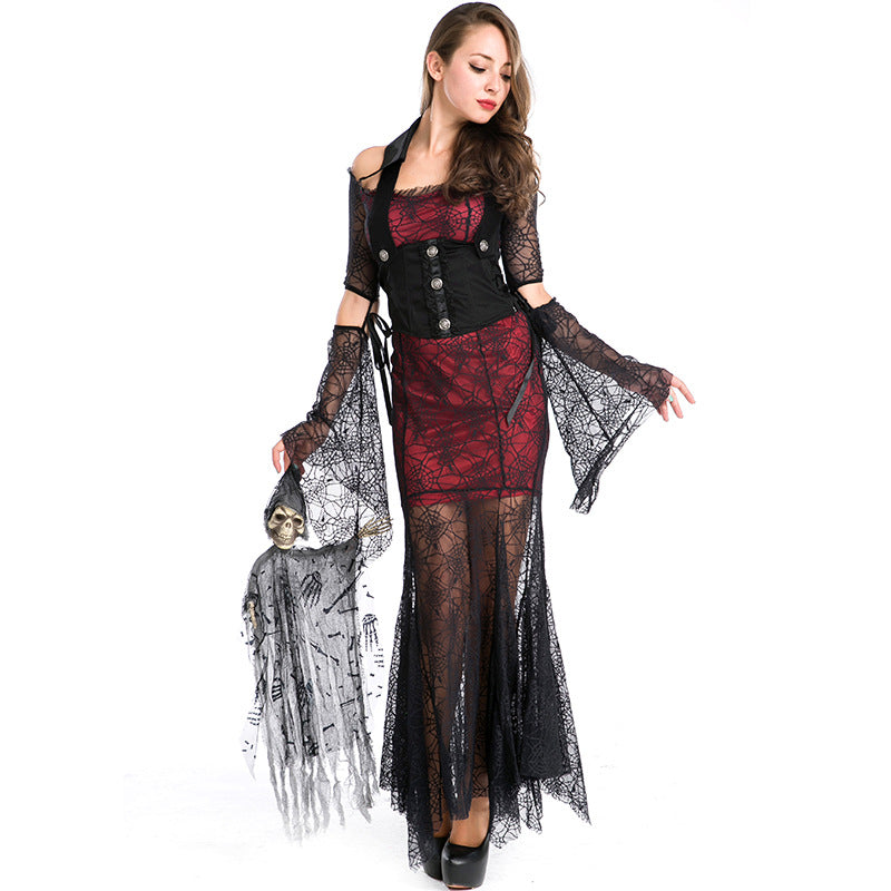 Women Sexy Vampire Mesh Cosplay Costume Dress For Halloween Party Perf ...