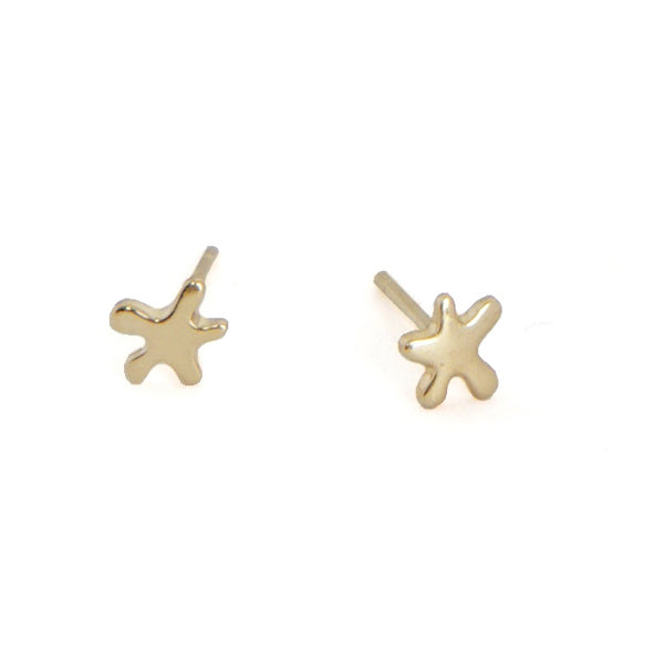 Fine Three Colour Gold Cranesbill Flower Stud Earrings