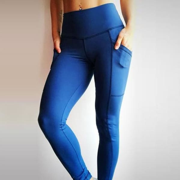 blue leggings with pockets