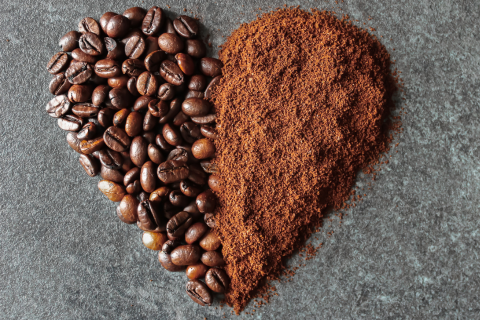 Café et chocolat en forme de coeur
