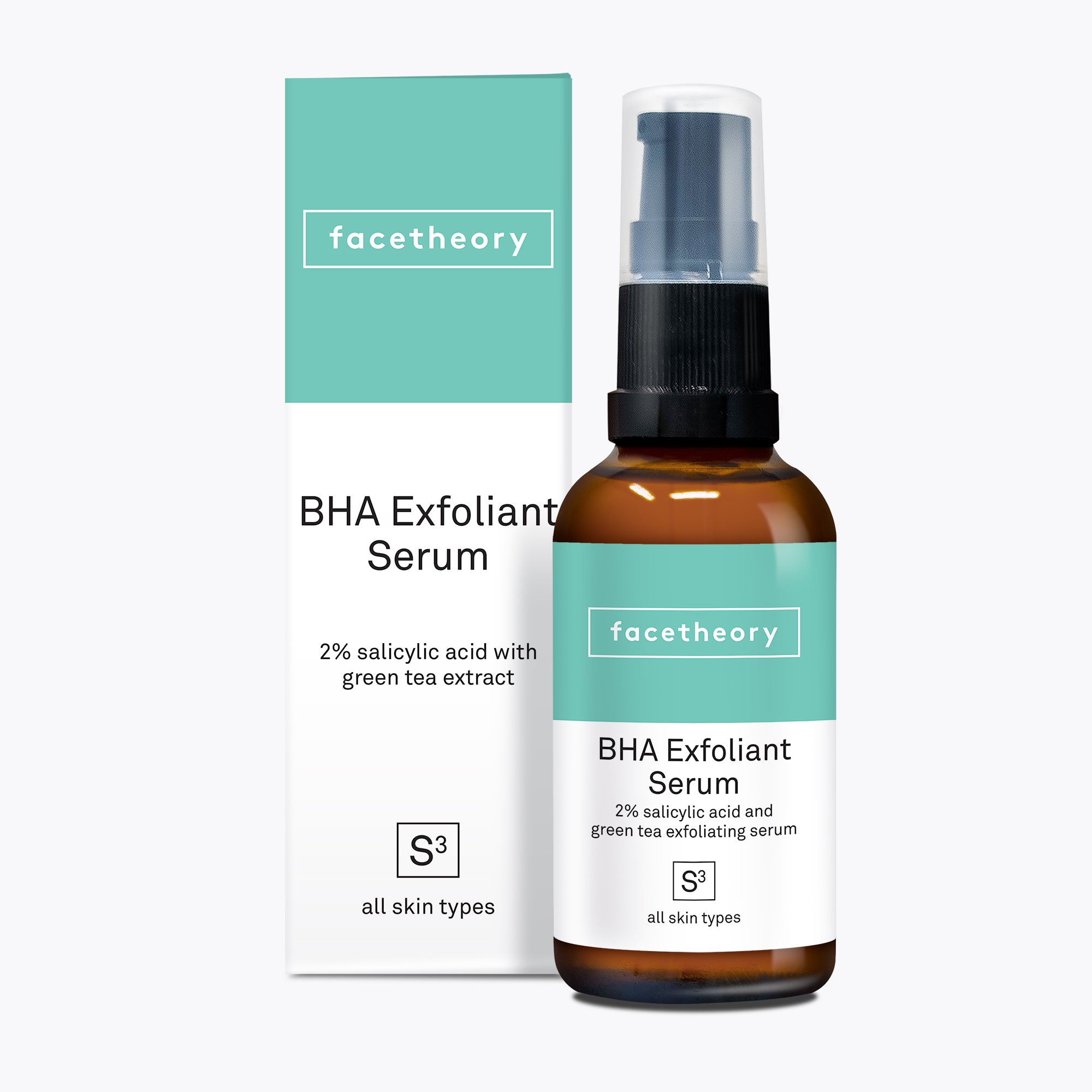 A facetheory BHA Exfoliating Serum S3 with 2% Salicylic Acid and Green Tea Extract 30ml