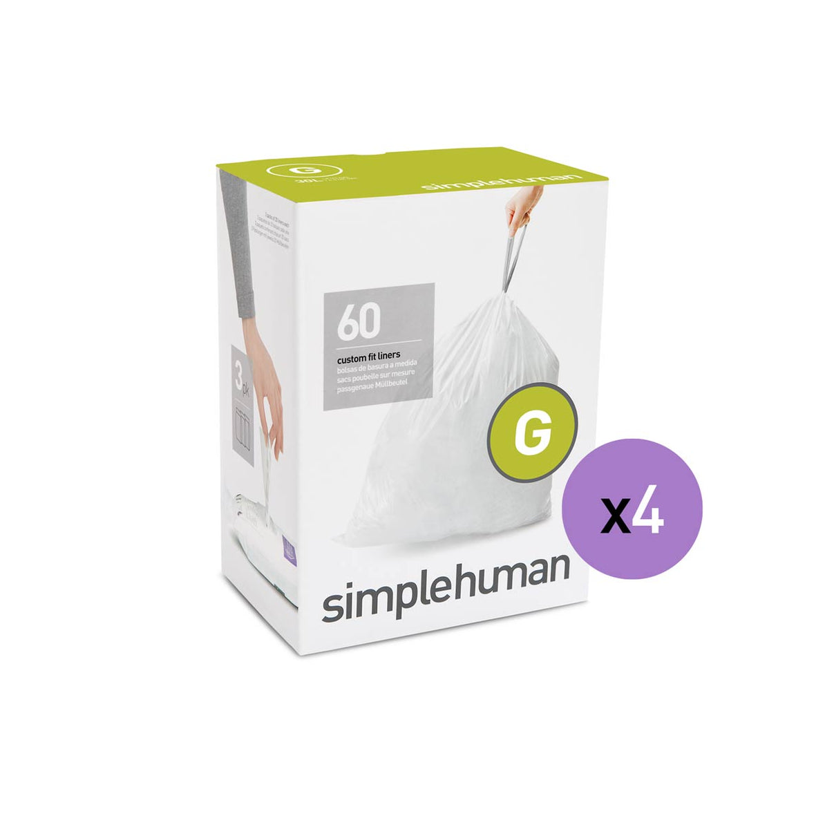 買物 simplehuman シンプルヒューマン 専用ゴミ袋 カスタムフィットライナー M 00161 4Pセット キャンセル不可 