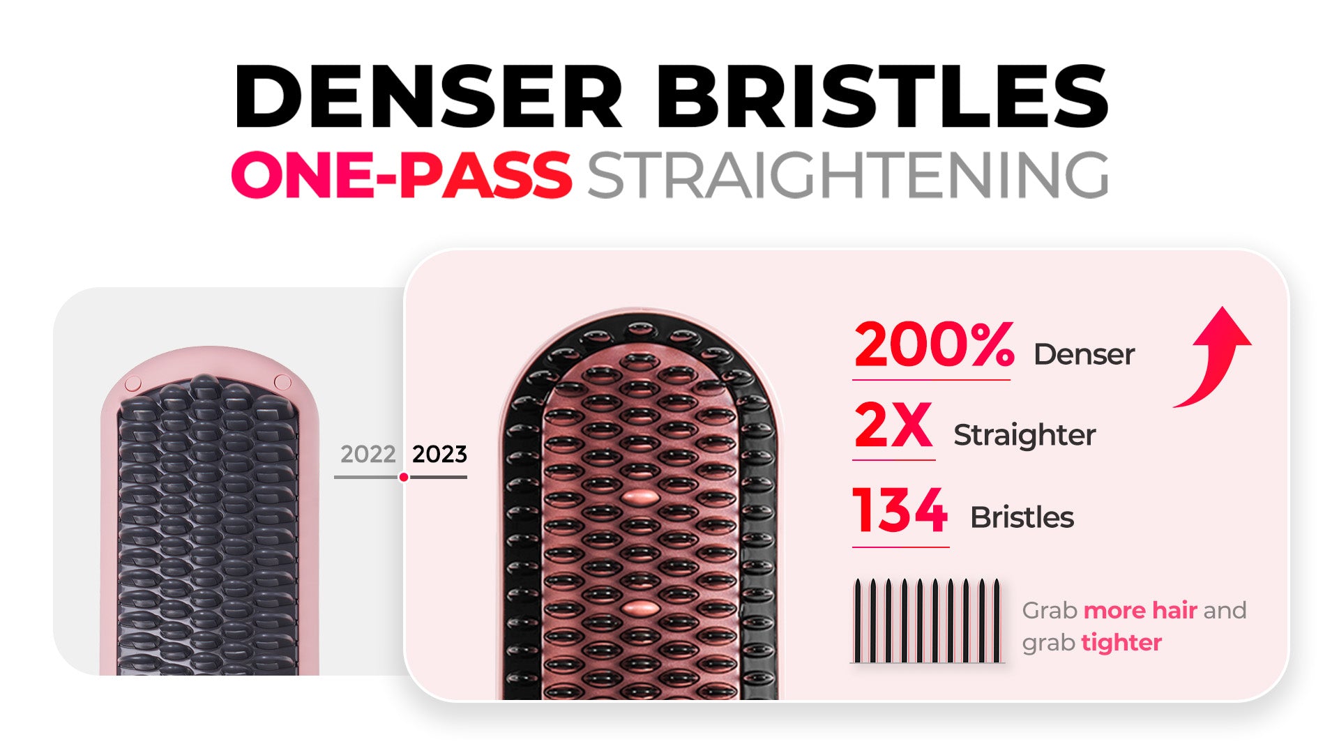 Denser Bristles one-pass straightenig