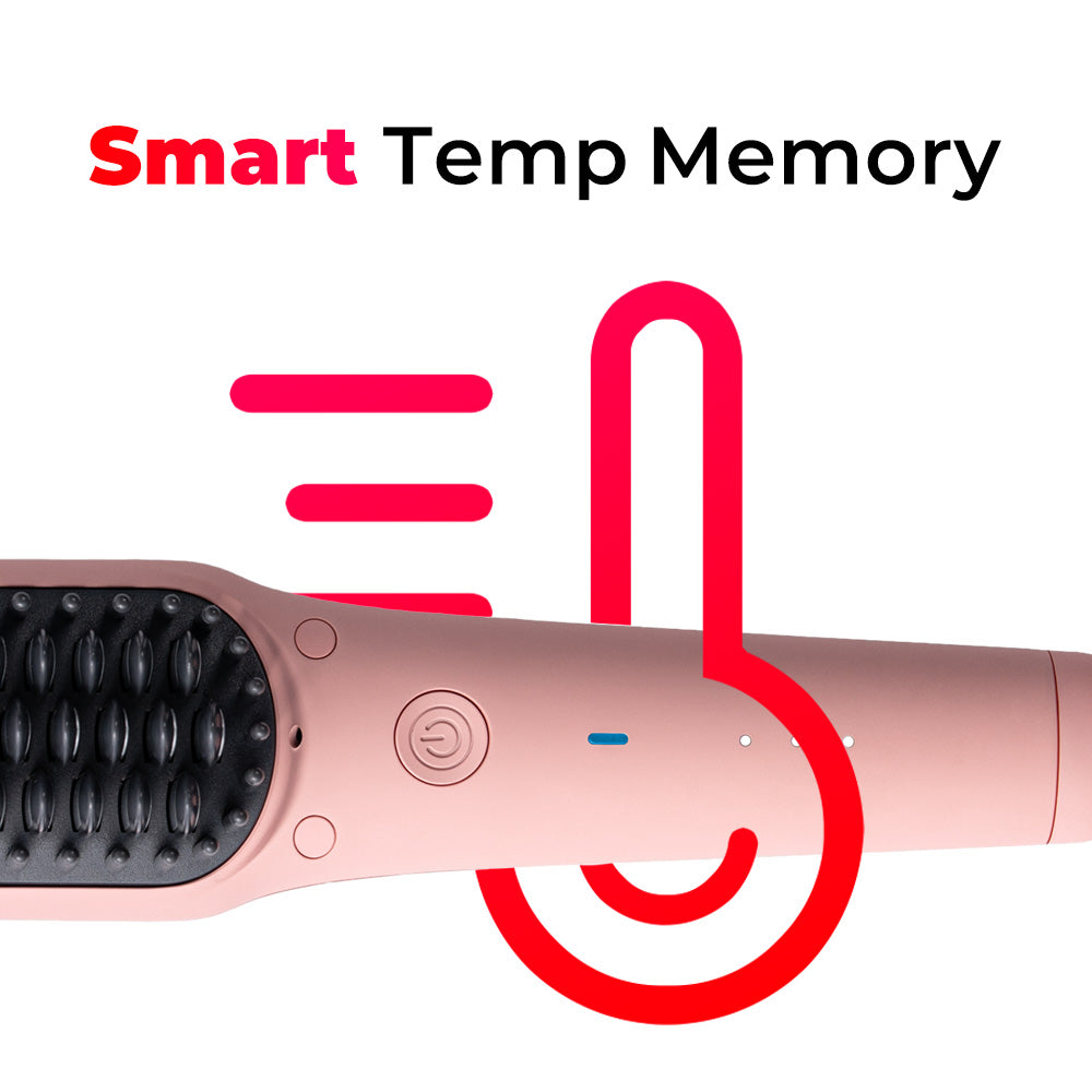 Smart temperature memory function on the TYMO iONIC MINI PINK heat brush for consistent heat settings.