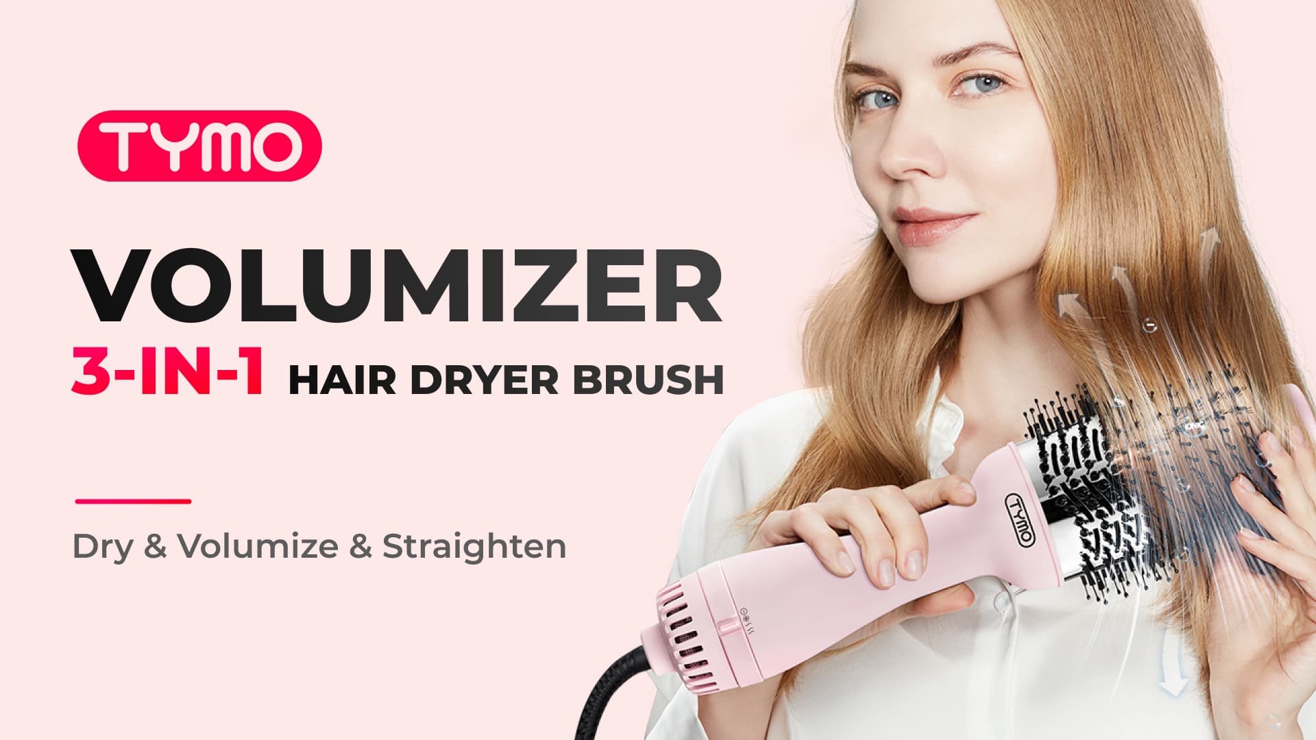 TYMO Volumizer Hair Dryer Brush, Blow Dryer Brush Hot Air Brush in One,  Ionic One-Step Hair Dryer and Styler with Titanium Barrel