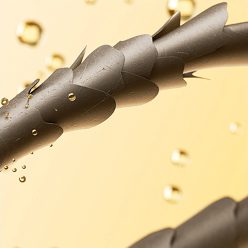 Close-up of TYMO hair straightener's technology showcasing micro-hydration for less hair damage and moisture lock-in.