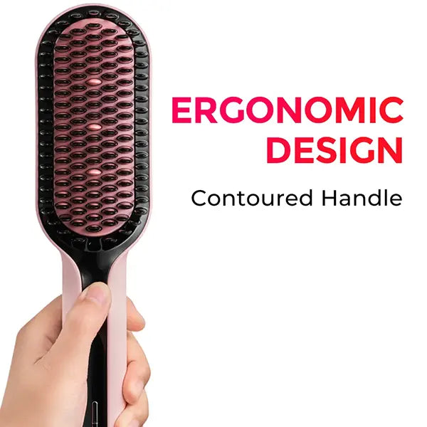 Ergonomic design of the TYMO iONIC PLUS PINK hair styler showcasing its contoured handle for easy grip and use.