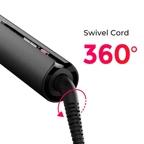 TYMO IONIC PLUS hair straightener features a swivel cord that allows for 360° rotation.