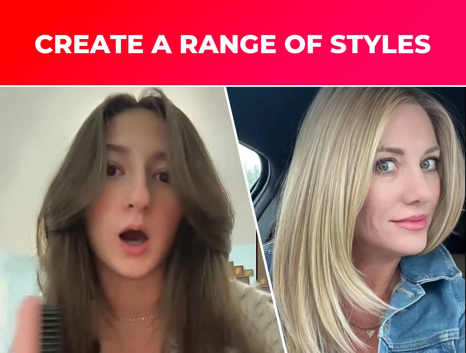 TYMO PORTA PINK wireless hair straightener's effectiveness in creating diverse styles, from voluminous waves to sleek straight looks.