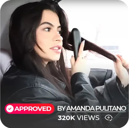 KOL Amanda Pultano, achieving 320K views, using and approving a TYMO PORTA cordless hair straightener in her car.