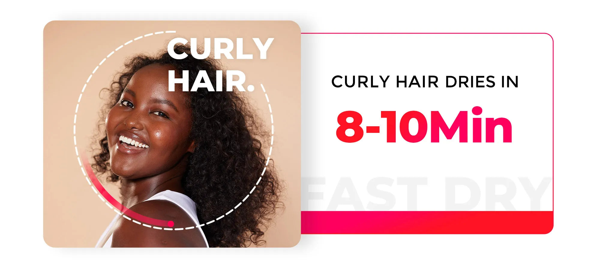 TYMO AIRHYPE LITE SILVER hair blower drying curly hair in 12-15 minutes, ideal for effective styling.