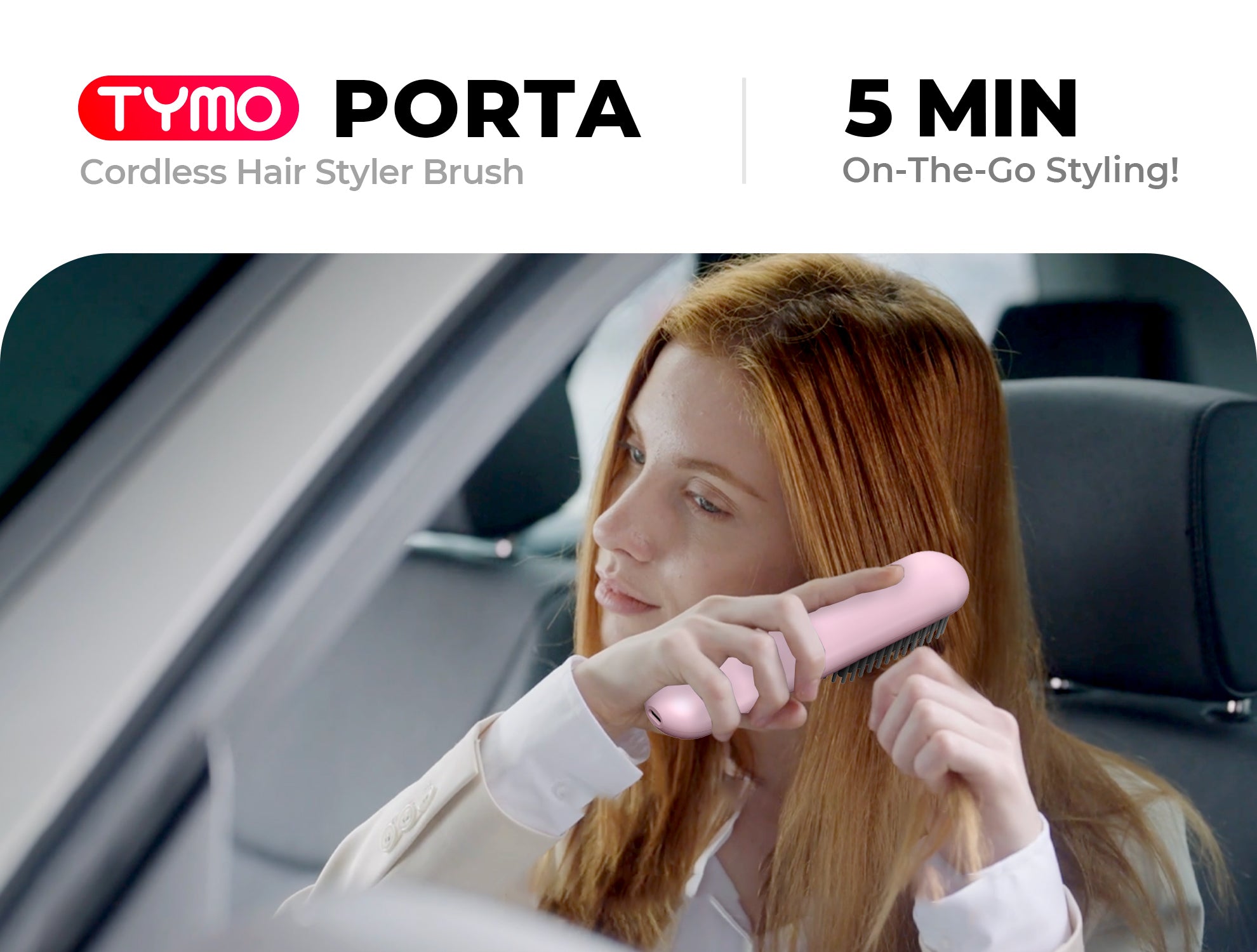  Cordless Hair Straightener Brush, TYMO Porta Straightening  Brush For Women, Touch Ups on-The-go Styling Hot Comb
