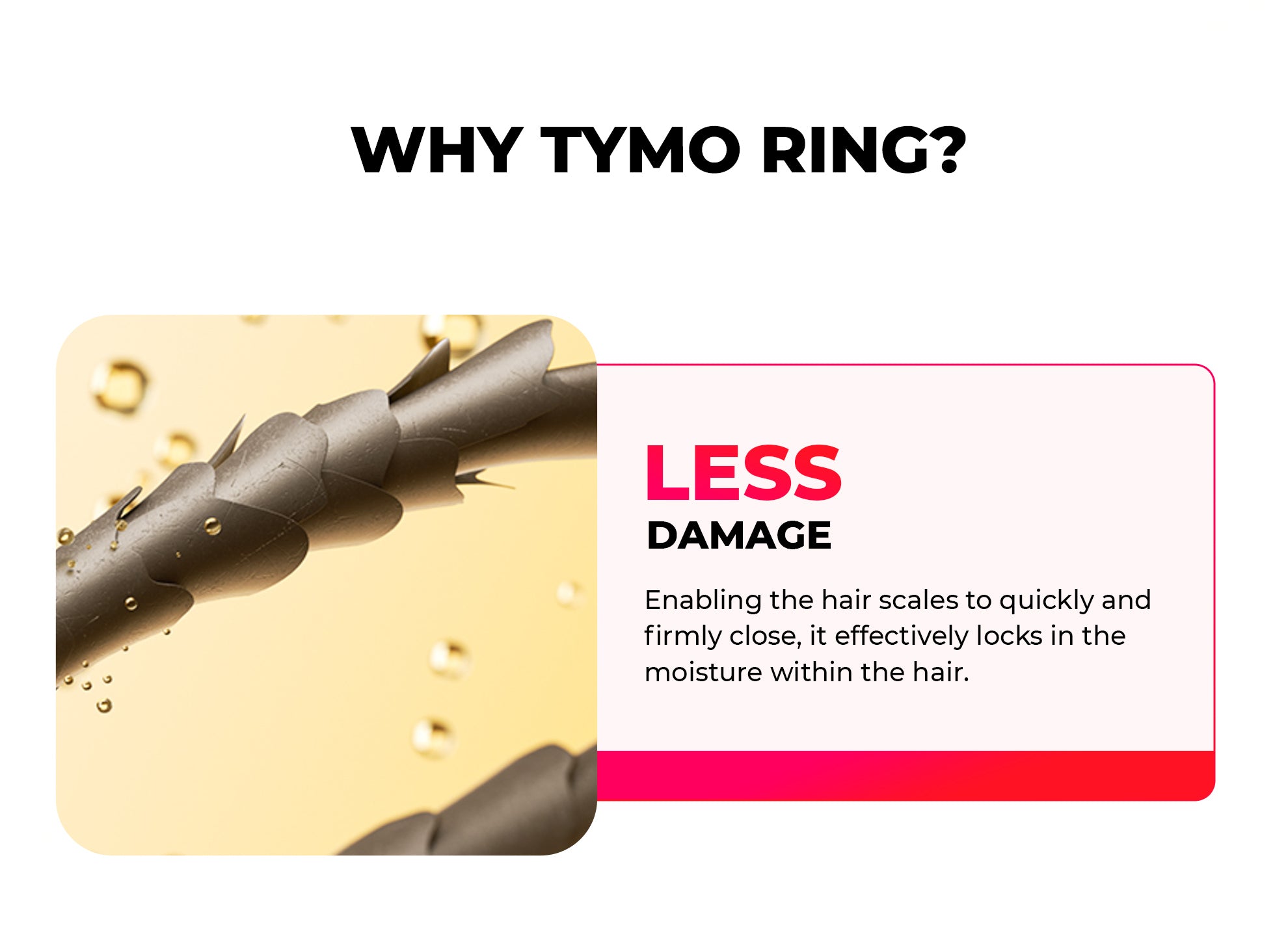 Close-up of TYMO hair straightener's technology showcasing micro-hydration for less hair damage and moisture lock-in.