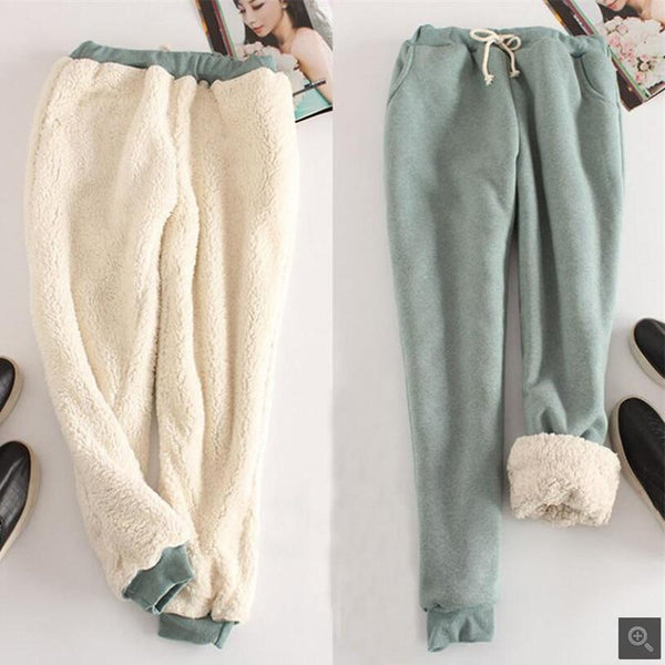 sweatpants with fur inside