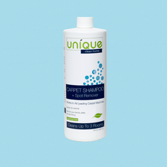 Unique Carpet Shampoo on light blue background