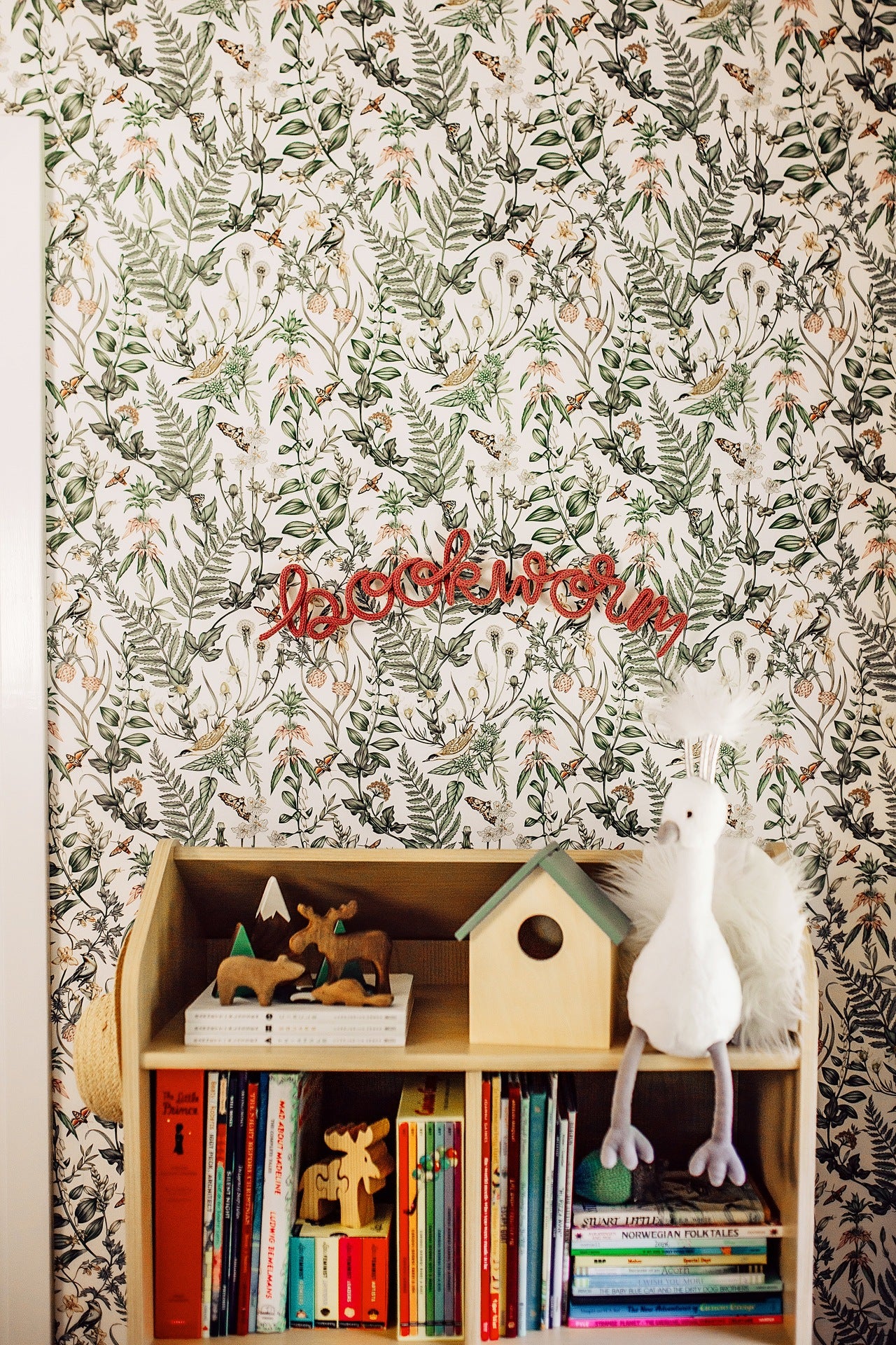 Toddler girl's nursery featuring Secret Garden wallpaper in White by Lisel Jane Ashlock for Hygge & West