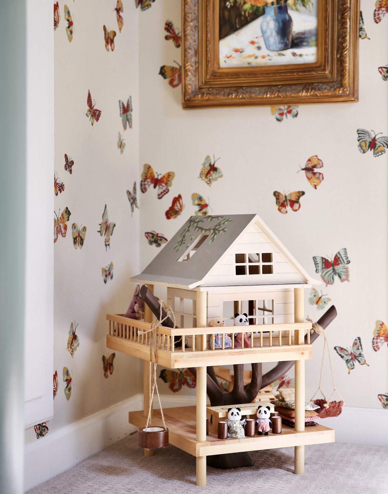 Butterflies wallpaper in a girls room designed by Mary Lauren Gunn | Nathalie Lete x Hygge & West
