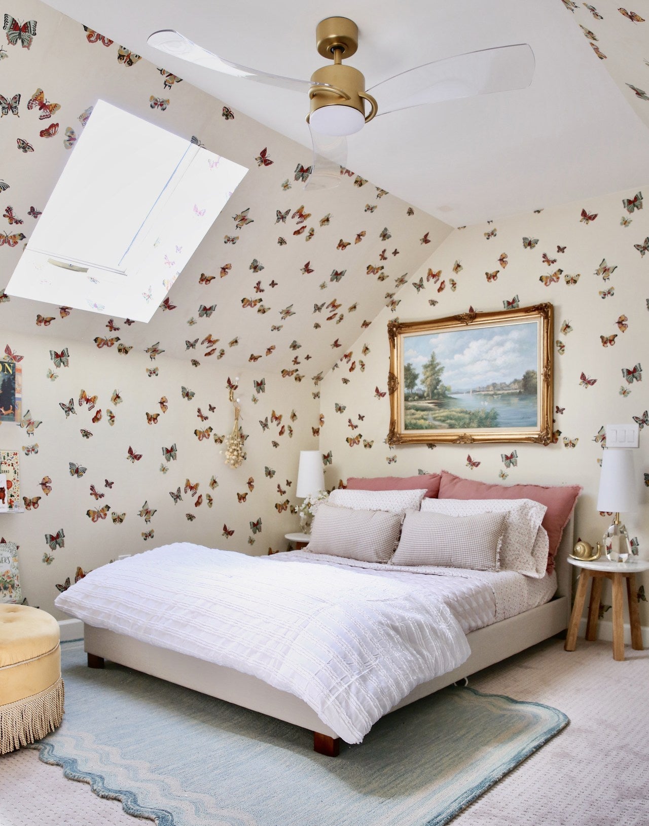 Butterflies wallpaper in a girls room designed by Mary Lauren Gunn | Nathalie Lete x Hygge & West