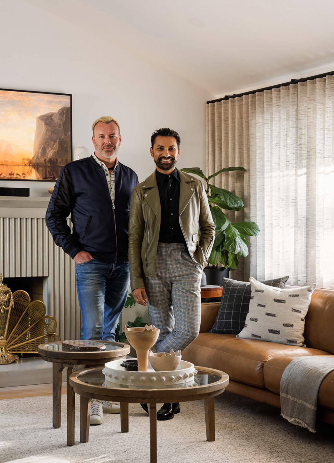 Aly of Alykhan Velji Designs and his husband Justin | Home makeover using Hygge & West walllpapers