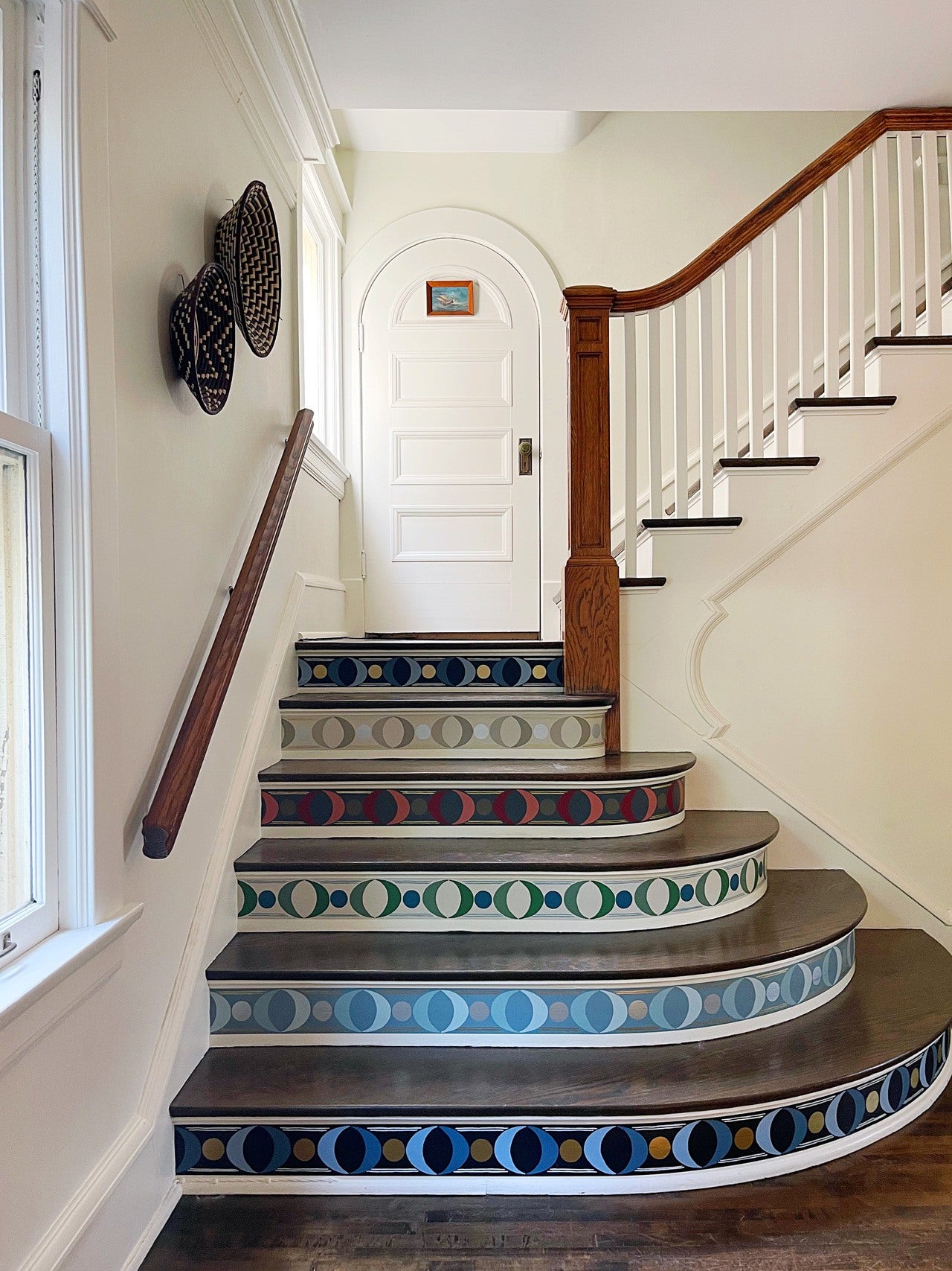 Lune borders on stair risers | Nathalie Lete x Hygge & West